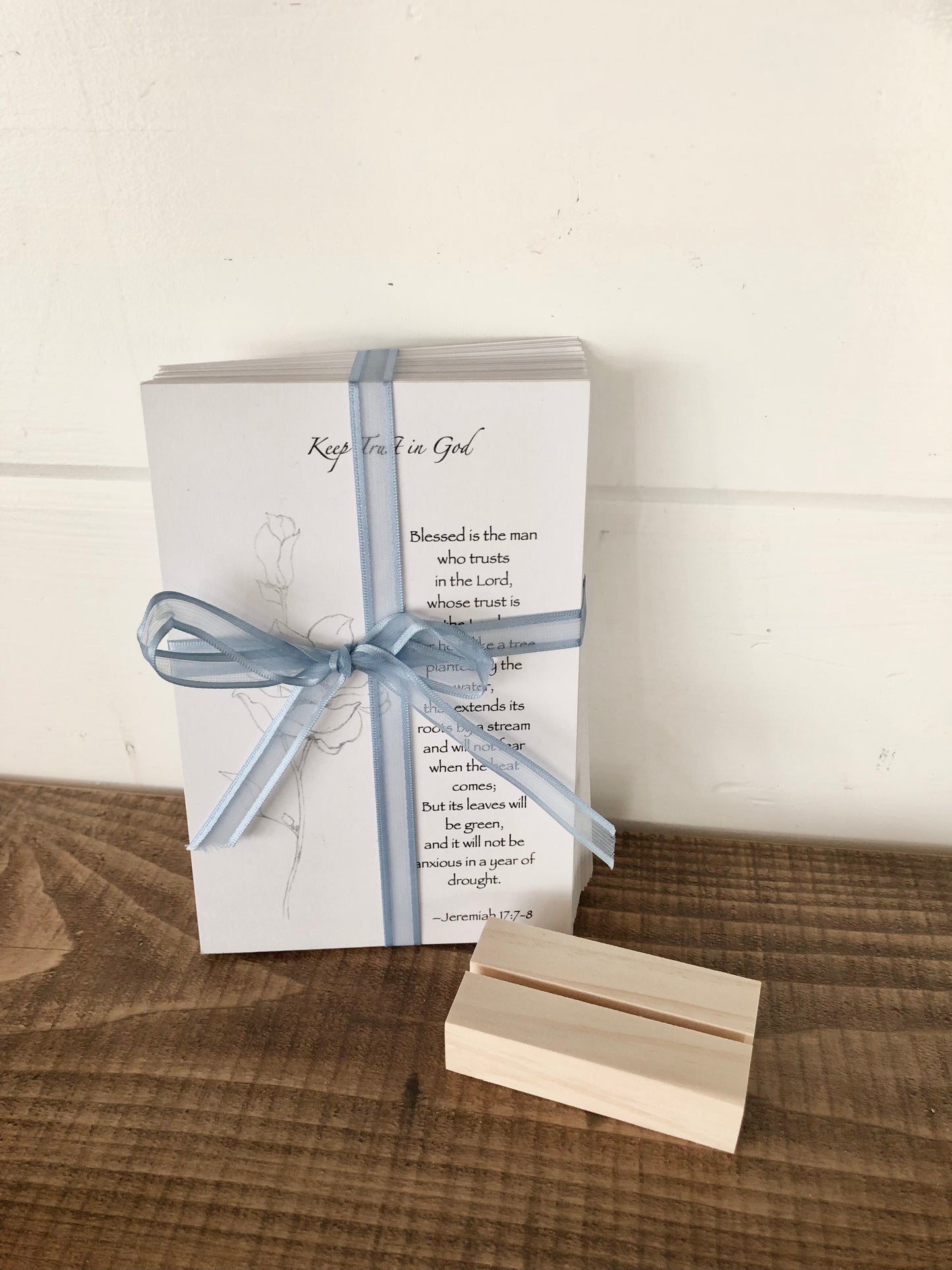 Keep Devotional with Scripture card set and wood stand